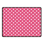 Polka Dots - White on Dark Pink Double Sided Fleece Blanket (Small) (Two Sides)