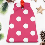 Polka Dots - White on Dark Pink Ornament (Bell)