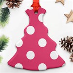 Polka Dots - White on Dark Pink Ornament (Christmas Tree)