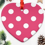 Polka Dots - White on Dark Pink Ornament (Heart)