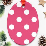 Polka Dots - White on Dark Pink Ornament (Oval)