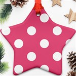Polka Dots - White on Dark Pink Star Ornament (Two Sides)