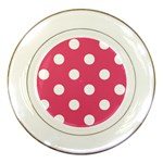Polka Dots - White on Dark Pink Porcelain Plate