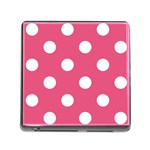 Polka Dots - White on Dark Pink Memory Card Reader (Square)