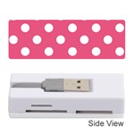Polka Dots - White on Dark Pink Memory Card Reader (Stick)