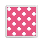 Polka Dots - White on Dark Pink Memory Card Reader with Storage (Square)