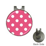 Polka Dots - White on Dark Pink Golf Ball Marker Hat Clip