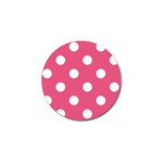 Polka Dots - White on Dark Pink Golf Ball Marker