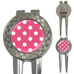 Polka Dots - White on Dark Pink 3-in-1 Golf Divot