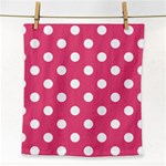 Polka Dots - White on Dark Pink Face Towel