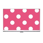 Polka Dots - White on Dark Pink Business Card Holder