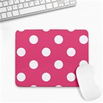 Polka Dots - White on Dark Pink Small Mousepad