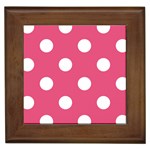Polka Dots - White on Dark Pink Framed Tile
