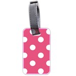 Polka Dots - White on Dark Pink Luggage Tag (Two Sides)
