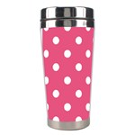 Polka Dots - White on Dark Pink Stainless Steel Travel Tumbler