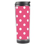 Polka Dots - White on Dark Pink Travel Tumbler