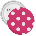 Polka Dots - White on Dark Pink 3  Button
