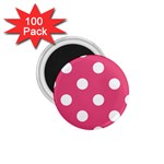 Polka Dots - White on Dark Pink 1.75  Magnet (100 pack)