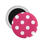 Polka Dots - White on Dark Pink 2.25  Magnet