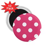 Polka Dots - White on Dark Pink 2.25  Magnet (10 pack)