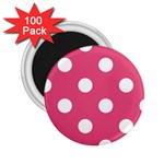 Polka Dots - White on Dark Pink 2.25  Magnet (100 pack)