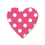 Polka Dots - White on Dark Pink Magnet (Heart)