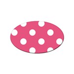 Polka Dots - White on Dark Pink Sticker Oval (100 pack)