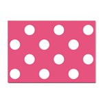 Polka Dots - White on Dark Pink Sticker A4 (10 pack)