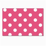 Polka Dots - White on Dark Pink Postcard 5  x 7 