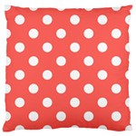 Polka Dots - White on Pastel Red Large Cushion Case (Two Sides)