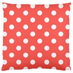 Polka Dots - White on Pastel Red Standard Flano Cushion Case (One Side)