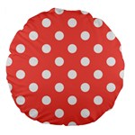 Polka Dots - White on Pastel Red Large 18  Premium Round Cushion