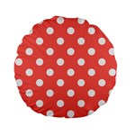 Polka Dots - White on Pastel Red Standard 15  Premium Flano Round Cushion
