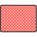 Polka Dots - White on Pastel Red Fleece Blanket (Large) (One Side)