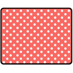 Polka Dots - White on Pastel Red Fleece Blanket (Medium) (One Side)