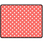 Polka Dots - White on Pastel Red Double Sided Fleece Blanket (Medium) (Two Sides)