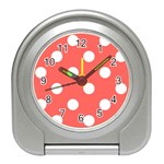 Polka Dots - White on Pastel Red Desk Alarm Clock