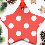 Polka Dots - White on Pastel Red Star Ornament (Two Sides)