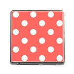 Polka Dots - White on Pastel Red Memory Card Reader (Square)