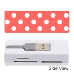 Polka Dots - White on Pastel Red Memory Card Reader (Stick)