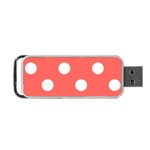 Polka Dots - White on Pastel Red Portable USB Flash (One Side)