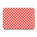 Polka Dots - White on Pastel Red Small Doormat
