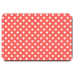 Polka Dots - White on Pastel Red Large Doormat