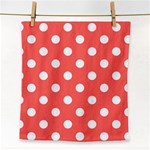 Polka Dots - White on Pastel Red Face Towel