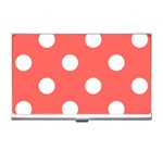 Polka Dots - White on Pastel Red Business Card Holder