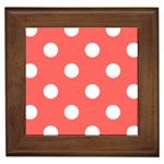 Polka Dots - White on Pastel Red Framed Tile