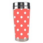 Polka Dots - White on Pastel Red Stainless Steel Travel Tumbler
