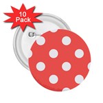 Polka Dots - White on Pastel Red 2.25  Button (10 pack)