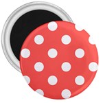 Polka Dots - White on Pastel Red 3  Magnet