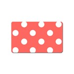 Polka Dots - White on Pastel Red Magnet (Name Card)